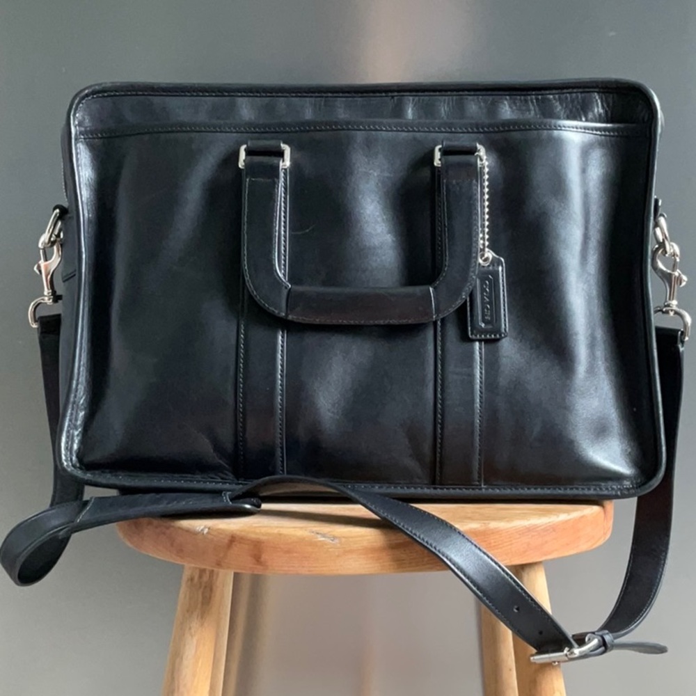 Coach Leather Briefcase Black